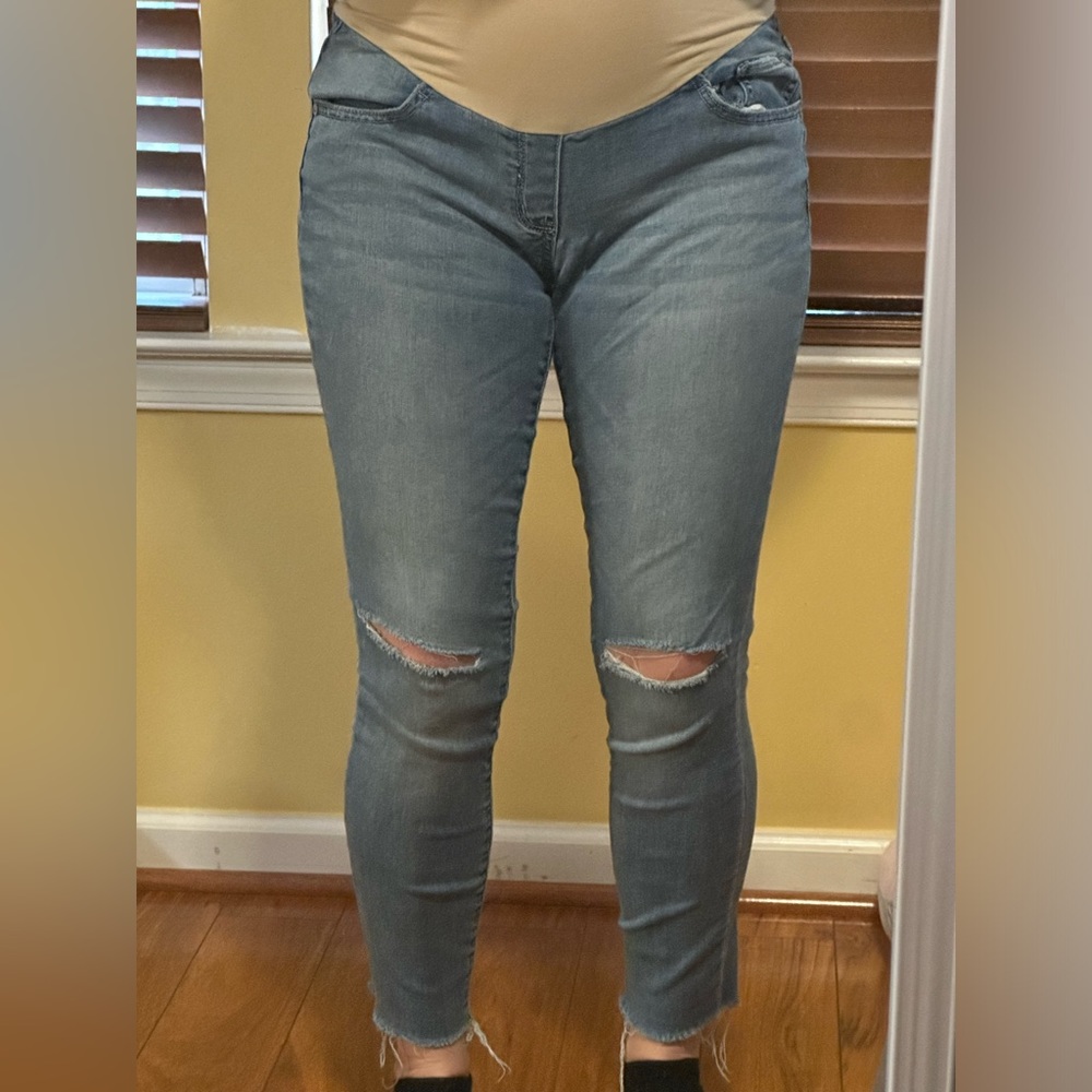 Maternity Jeans - distressed with over the belly panel